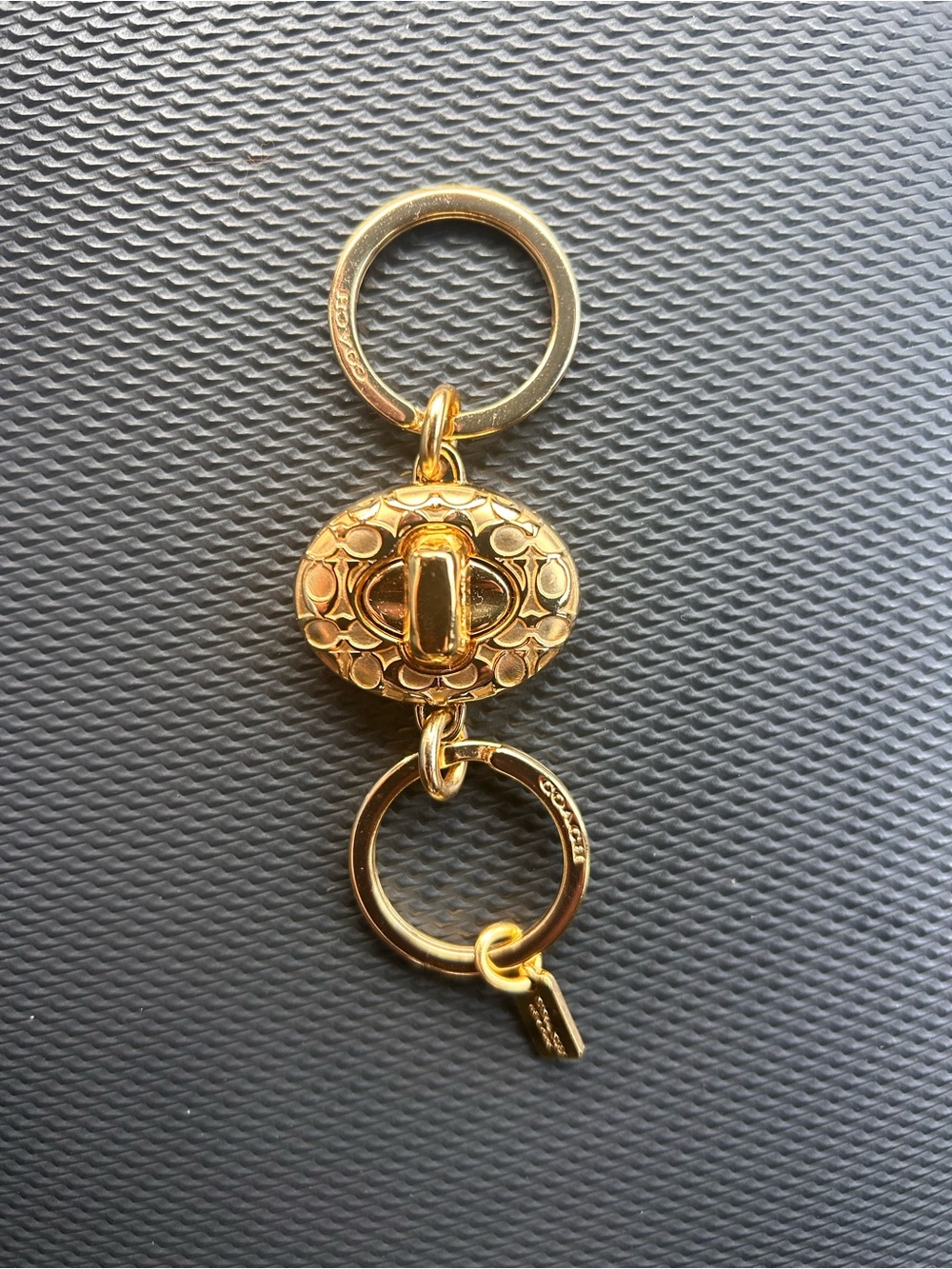 Coach Gold-Tone Signature Turnlock Key & Card Holder Charm